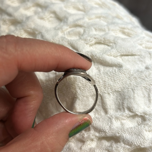 Drusy Quartz Sterling Statement Ring Size 9 Made In Israel. Hammered swirls - Picture 11 of 13